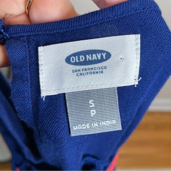 OLD NAVY | Navy Blue/Orange Scandinavian Folk Embroidered Tunic Dress Size Small - Picture 4 of 6